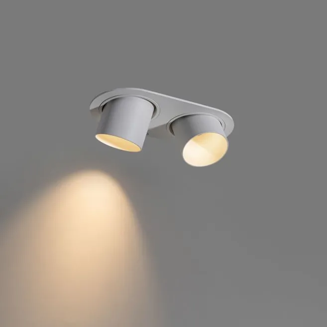 QAZQA Runder Einbau-Strahler weiß GU10 50mm 2-flammig - Installa