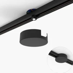 QAZQA Rundes Stromschienensystem Deckenplatte schwarz 1-phasig - Iconic