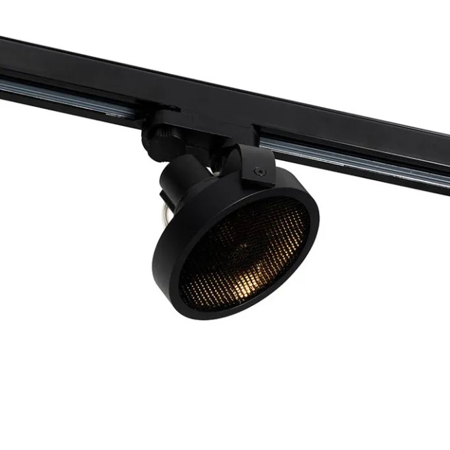 QAZQA Schienenspot Schwarz für 3-Phasen Schiene GU10 111mm - 3-Phasen Master Honey