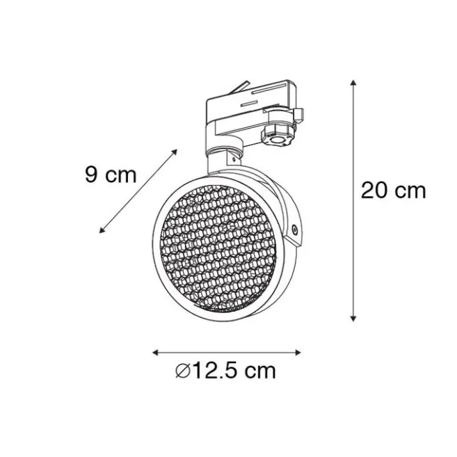 QAZQA Schienenspot Schwarz für 3-Phasen Schiene GU10 111mm - 3-Phasen Master Honey