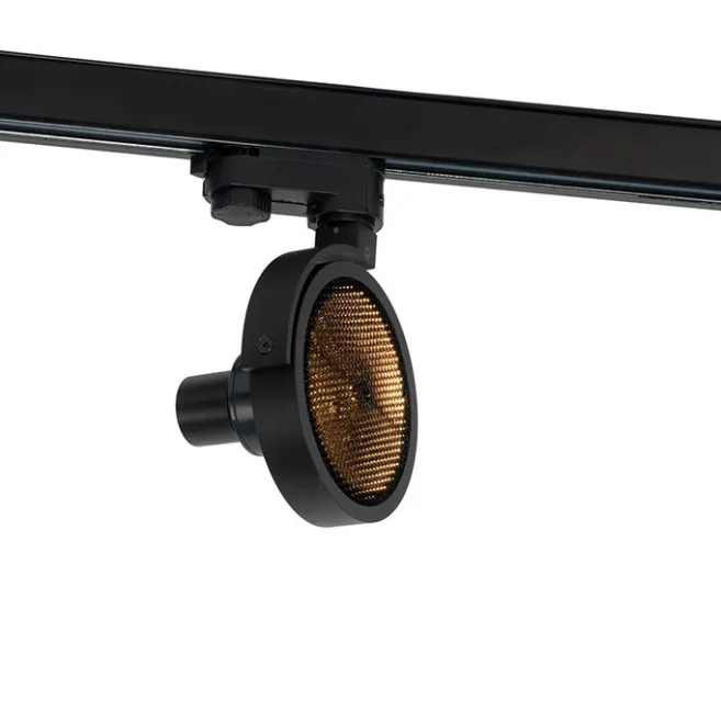 QAZQA Schienenspot Schwarz für 3-Phasen Schiene GU10 111mm - 3-Phasen Master Honey