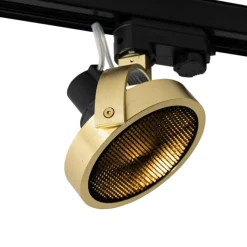 QAZQA Schienenstrahler Gold für 3-Phasenschiene GU10 111mm - 3-Phasen Master Honey