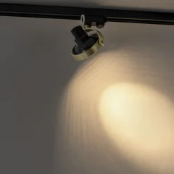 QAZQA Schienenstrahler Gold für 3-Phasenschiene GU10 111mm - 3-Phasen Master Honey