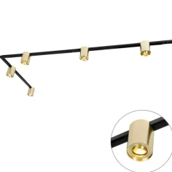 QAZQA Schienensystem Gold und Schwarz mit 5 Spots 1-phasig - Rondoo Up