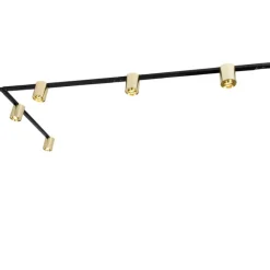 QAZQA Schienensystem Gold und Schwarz mit 5 Spots 1-phasig - Rondoo Up