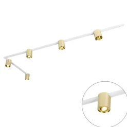 QAZQA Schienensystem Gold und Weiß mit 5 Spots 1-phasig - Rondoo Up
