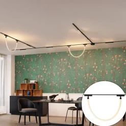 QAZQA Schienensystem mit 6 Deckenleuchten und 2 Pendelleuchten Schwarz 1-phasig - Magnetic Marra Tautau