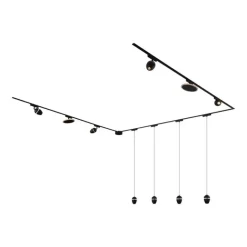 QAZQA Schienensystem mit 10 Leuchten Schwarz 1-phasig - Magnetic Eggy Puk