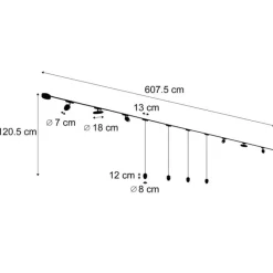 QAZQA Schienensystem mit 10 Leuchten Schwarz 1-phasig - Magnetic Eggy Puk