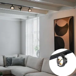 QAZQA Schienensystem mit 3 Punkten schwarz 1-phasig - Go