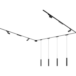 QAZQA Schienensystem mit 10 schwarzen Leuchten 1-phasig - Magnetic Samson Cassie Marra