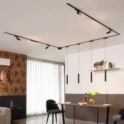 QAZQA Schienensystem mit 10 schwarzen Leuchten 1-phasig - Magnetic Samson Cassie Marra