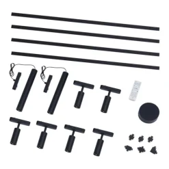 QAZQA Schienensystem mit 6 Strahlern und 2 Pendelleuchten Schwarz 1-phasig - Magnetic Samson Cassie