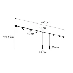 QAZQA Schienensystem mit 6 Strahlern und 2 Pendelleuchten Schwarz 1-phasig - Magnetic Samson Cassie