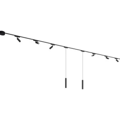 QAZQA Schienensystem mit 6 Strahlern und 2 Pendelleuchten Schwarz 1-phasig - Magnetic Samson Cassie