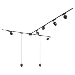 QAZQA Schienensystem mit 6 Strahlern und 2 Pendelleuchten Schwarz 1-phasig - Magnetic Eggy