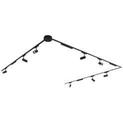 QAZQA Schienensystem mit 8 Strahlern und 4 Deckenleuchten schwarz 1-phasig - Magnetic Gert Puntua