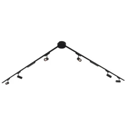 QAZQA Schienensystem mit 6 Strahlern und 2 Deckenleuchten schwarz 1-phasig - Magnetic Gert Puntua