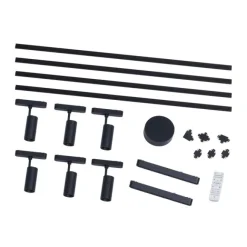 QAZQA Schienensystem mit 6 Strahlern und 2 Deckenleuchten schwarz 1-phasig - Magnetic Gert Puntua