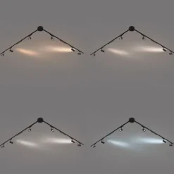 QAZQA Schienensystem mit 6 Strahlern und 2 Deckenleuchten schwarz 1-phasig - Magnetic Gert Puntua