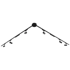 QAZQA Schienensystem mit 6 Strahlern und 2 Deckenleuchten schwarz 1-phasig - Magnetic Gert Puntua