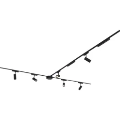 QAZQA Schienensystem mit 6 Strahlern und 2 Deckenleuchten schwarz 1-phasig - Magnetic Gert Puntua