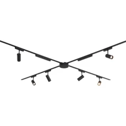 QAZQA Schienensystem mit 6 Strahlern und 2 Deckenleuchten schwarz 1-phasig - Magnetic Gert Puntua