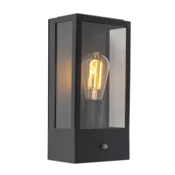 QAZQA Schwarze Außenwandleuchte mit Dämmerungssensor - Rotterdam