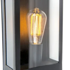 QAZQA Schwarze Außenwandleuchte mit Dämmerungssensor - Rotterdam