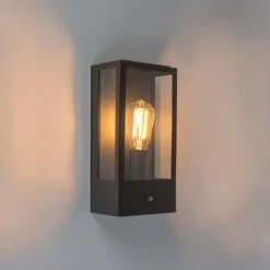 QAZQA Schwarze Außenwandleuchte mit Dämmerungssensor - Rotterdam