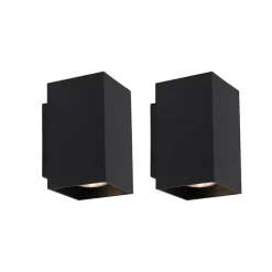 QAZQA Set aus 2 modernen Wandlampen schwarz quadratisch - Sandy