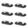 QAZQA Set mit 6 abgerundeten Einbaustrahlern schwarz GU10 50mm 2-Licht - Hubs
