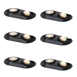 QAZQA Set mit 6 abgerundeten Einbaustrahlern schwarz GU10 50mm 2-Licht - Hubs