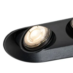 QAZQA Set mit 6 abgerundeten Einbaustrahlern schwarz GU10 50mm 2-Licht - Hubs