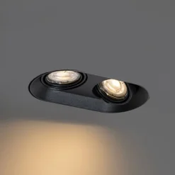 QAZQA Set mit 6 abgerundeten Einbaustrahlern schwarz GU10 50mm 2-Licht - Hubs