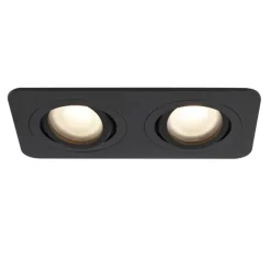 QAZQA Set mit 6 abgerundeten Einbaustrahlern schwarz GU10 50mm schwenkbar und neigbar IP44 2-flammig - Alberto