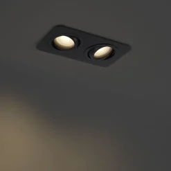 QAZQA Set mit 6 abgerundeten Einbaustrahlern schwarz GU10 50mm schwenkbar und neigbar IP44 2-flammig - Alberto