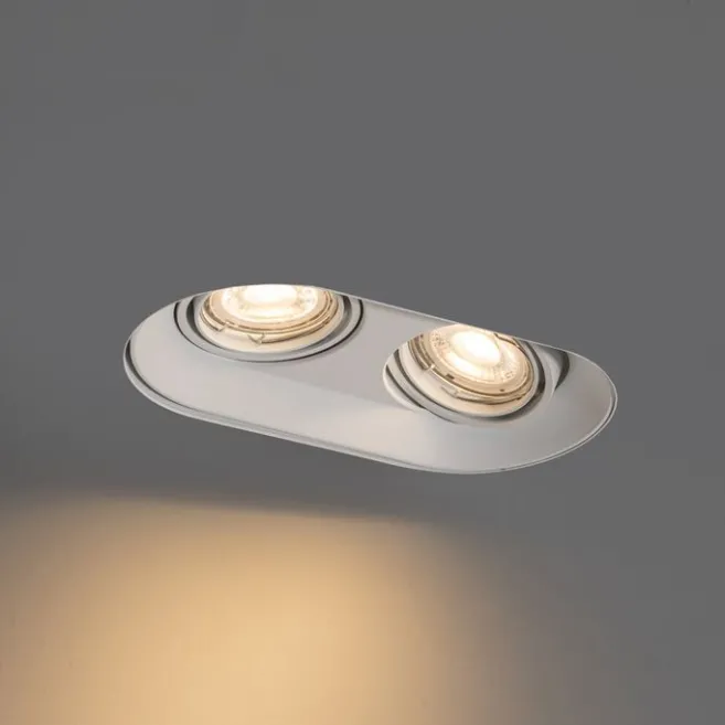 QAZQA Set mit 6 abgerundeten Einbaustrahlern Weiß GU10 50mm 2-Licht - Hubs