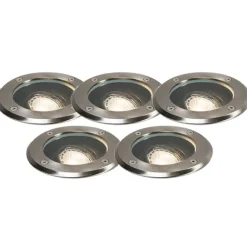 QAZQA Set mit 5 Außenbodenspots Edelstahl IP65 - Delux