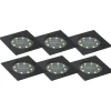 QAZQA Set mit 6 Bodeneinbaustrahlern Schwarz Quadratisch inkl. LED IP65 Solar - Terry