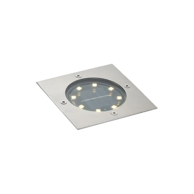 QAZQA Set mit 6 Bodeneinbaustrahlern Aluminium Quadratisch inkl. LED IP65 Solar - Terry