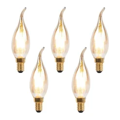 LUEDD Set mit 5 dimmbaren E14 LED Filament Kerzenlampen 240V 3W 250lm