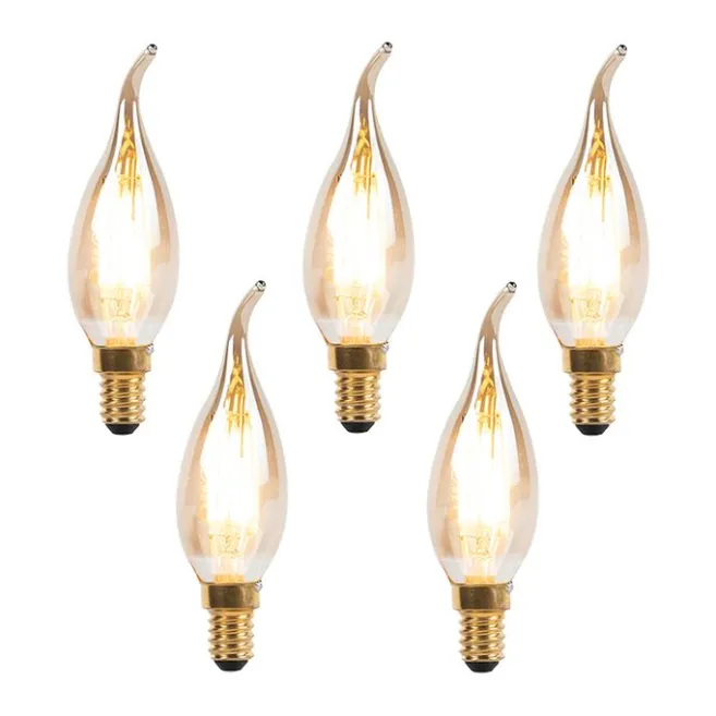 LUEDD Set mit 5 dimmbaren E14 LED Filament Kerzenlampen 240V 3W 250lm