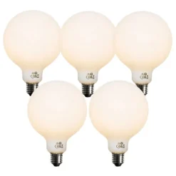 LUEDD Set mit 5 dimmbaren E27 LED-Glühbirnen Opal G125 5W 450 lm 2700K
