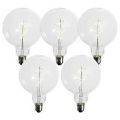 LUEDD Set mit 5 dimmbaren E27 LED-Glühbirnen Spiralfilament G125 4W 270 lm 2700K
