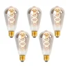 LUEDD Set mit 5 dimmbaren E27 LED-Glühbirnen Twisted Filament ST64 Rauchglas 120lm 1800K