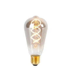 LUEDD Set mit 5 dimmbaren E27 LED-Glühbirnen Twisted Filament ST64 Rauchglas 120lm 1800K