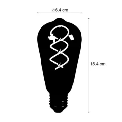 LUEDD Set mit 5 dimmbaren E27 LED-Glühbirnen Twisted Filament ST64 Rauchglas 120lm 1800K