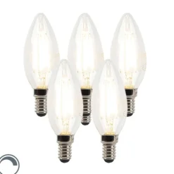 LUEDD Set mit 5 dimmbaren E14-LED-Kerzenlampen B35 klar 3W 250 lm 2700K
