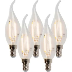 LUEDD Set mit 5 dimmbaren E14-LED-Kerzenlampen mit Filamentspitze, 250 lm, 2700 K